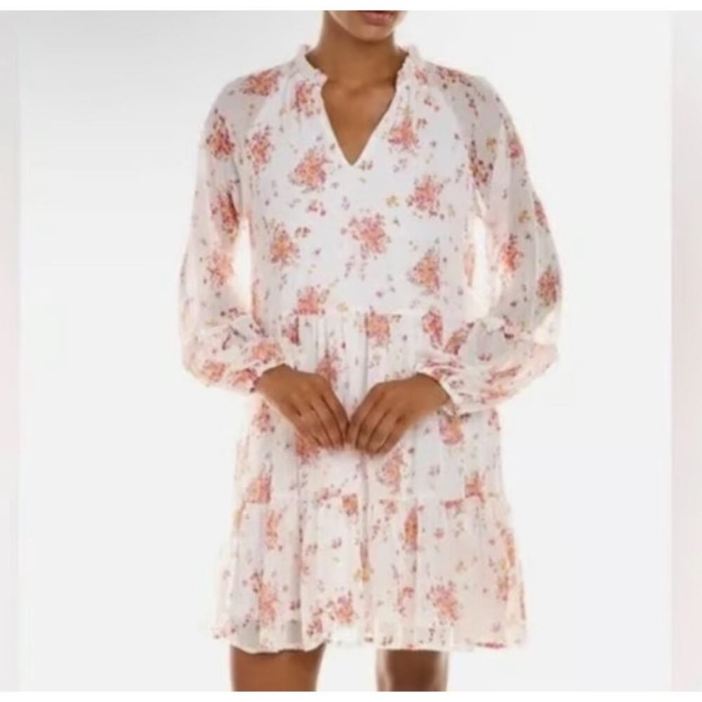 Vince Camuto Pink and White Long Sleeve Sundress